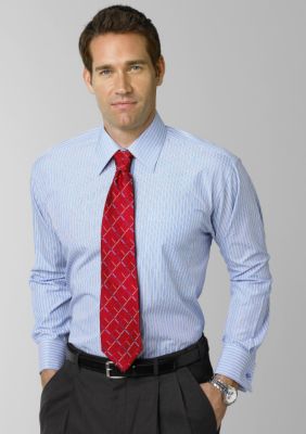 Nautica&nbsp;Stripe End on End  French Cuff Dress Shirt