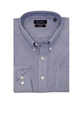 Nautica Big & Tall Poplin Stripe Dress Shirt