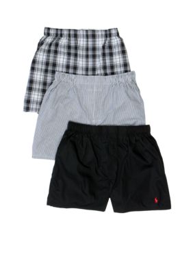Polo Ralph Lauren Woven Boxers Black- 3 pr Packs