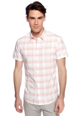 Calvin Klein Heather Plaid Dobby Button Front