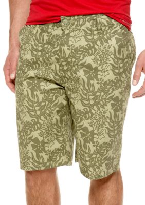 Chor Green Leaf Print Shorts