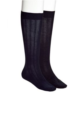 Cole Haan Over The Calf Rib Pima Cotton Socks -- Single Pair