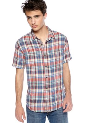 Lucky Brand Acoustic Linen Plaid Woven Shirt