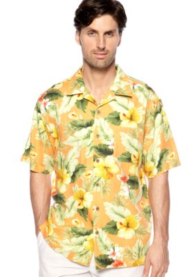 Ocean & Coast Orange Hibiscus Woven Shirt