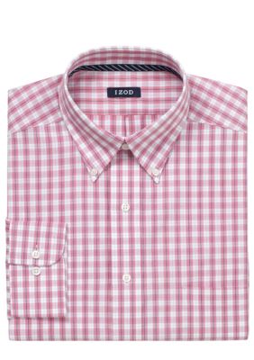 Izod Wrinkle Free Twill Plaid Dress Shirt