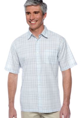 Van Heusen Non-Iron Mini Plaid Faux Linen Shirt