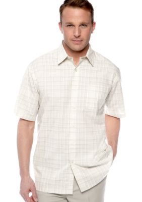 Van Heusen Non-Iron Mini Plaid Faux Linen Shirt