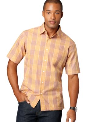 Van Heusen Wrinkle Free Plaid Check Pucker Woven Shirt