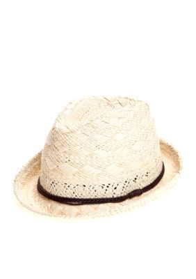 Saddlebred Straw Fedora with Brown Leather Band