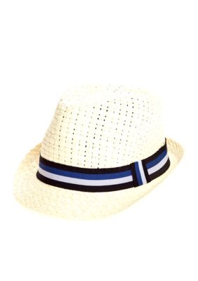 Saddlebred Straw Fedora with Nautical Ribbon