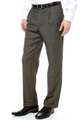 Lauren Ralph Lauren Tailored Clothing Olive Sharkskin Pleated Suit Separate Pants