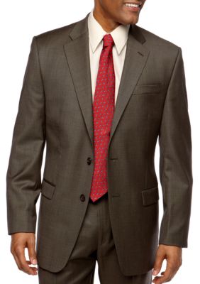 Lauren Ralph Lauren Tailored Clothing Olive Sharkskin Suit Separate Coat
