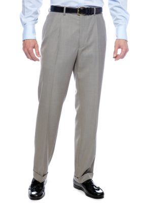 Lauren Ralph Lauren Tailored Clothing Taupe Pane Pattern Dress Slacks
