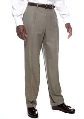 Lauren Ralph Lauren Tailored Clothing Brown Pane Pattern Dress Slacks