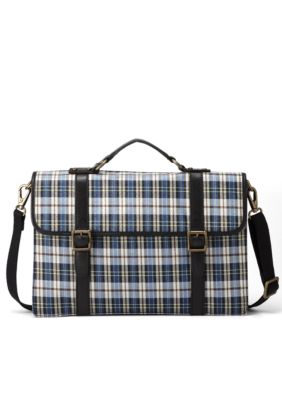 Fossil Plaid Estate Portfolio Bag