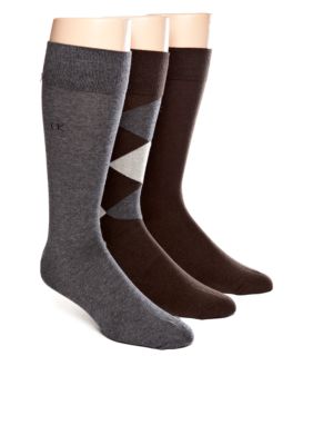 Calvin Klein 3-Pack Diamond Cotton Dress Socks
