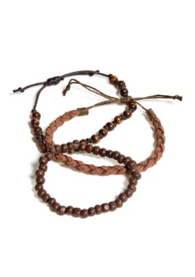 Red Camel Leather and Bead Bracelet