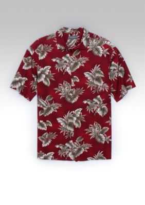 Saddlebred&trade; Big & Tall Short Sleeve Leaf Printed Camp Shirt