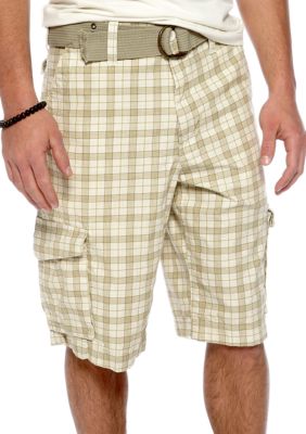 Red Camel Kahaki Plaid Cargo Shorts