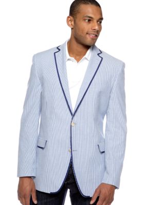Tallia Orange Slim-Fit Striped Sportcoat