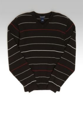 Saddlebred&trade; Cotton Stripe V-neck