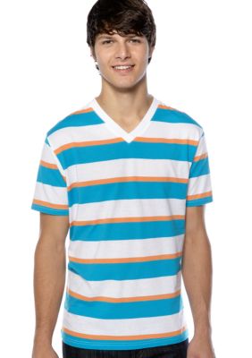 Red Camel Stripe V-Neck Jersey Tee