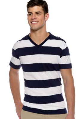 Red Camel Rugby Stripe V-Neck Tee
