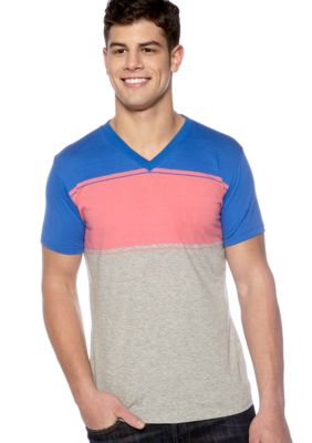 Red Camel Colorblock V-Neck Tee