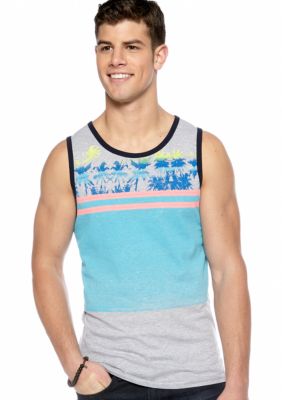 Red Camel Palm Chest Stripe Tank