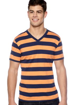 Red Camel Rugby Stripe V-Neck Tee