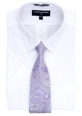 Saddlebred&reg; Short Sleeve Dress Shirt and Tie Box Set