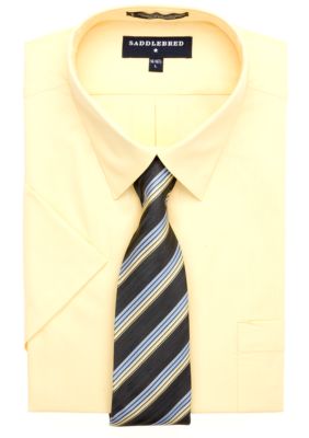 Saddlebred&reg; Short Sleeve Dress Shirt and Tie Box Set