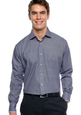 Thomas Dean Geometric Floral Print Sport Shirt
