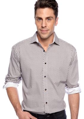 Thomas Dean Geometric Print Sport Shirt