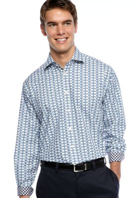 Thomas Dean Geometric Print Sport Shirt