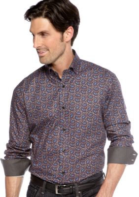 Thomas Dean Paisley Sport Shirt