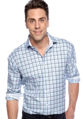 Thomas Dean Plaid Sport Shirt