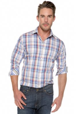 Thomas Dean Multicolor Plaid Button Down Shirt