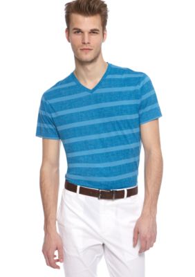 MADE Cam Newton Big & Tall Indie Blue Stripe V-Neck Tee