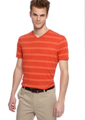MADE Cam Newton Big & Tall Coral Bay Stripe V-Neck Tee