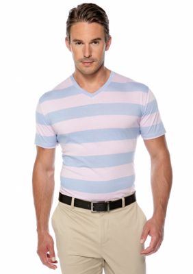 MADE Cam Newton Big & Tall Light Purple Stripe V-Neck Tee