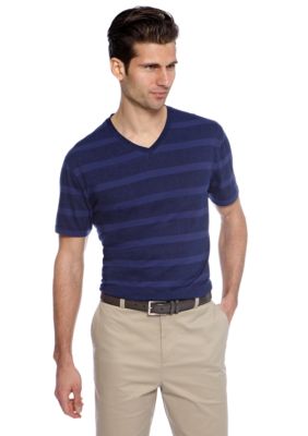 MADE Cam Newton Preppy Navy Stripe V-Neck Tee