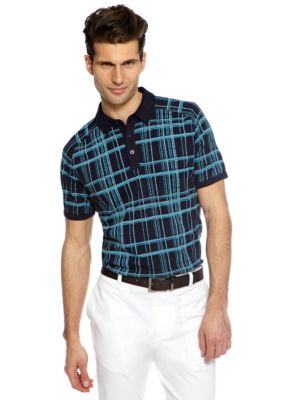 MADE Cam Newton Preppy Navy Pinnacle Windowpane Polo