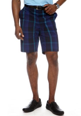 MADE Cam Newton Plaid Flat Front Shorts