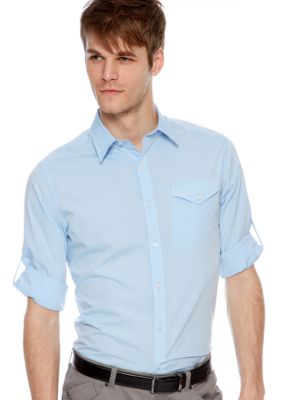 MADE Cam Newton Big & Tall Jazz Blue Solid Woven Shirt