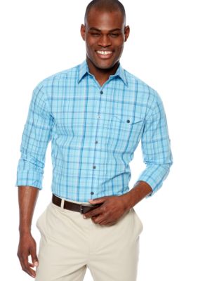 MADE Cam Newton Big & Tall Taruit Turq Plaid Woven Shirt