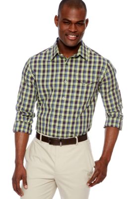 MADE Cam Newton Big & Tall Lime Med Gingham Woven Shirt