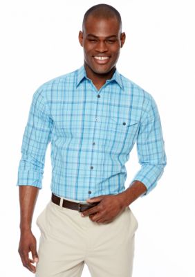 MADE Cam Newton Taruit Turq Plaid Woven Shirt
