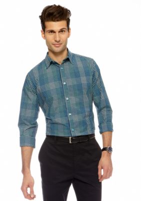 MADE Cam Newton Navy Grid No Pocket Woven Shirt