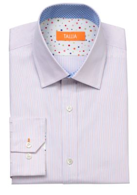 Tallia Orange Slim Fit Striped Dress Shirt